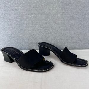 Donald J Pliner Women's sz 7.5 N Ronny Black Leather Slip On Square Toe 90s Y2K
